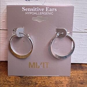 Mixit Silver Hypoallergenic Hoop Earrings NWT
